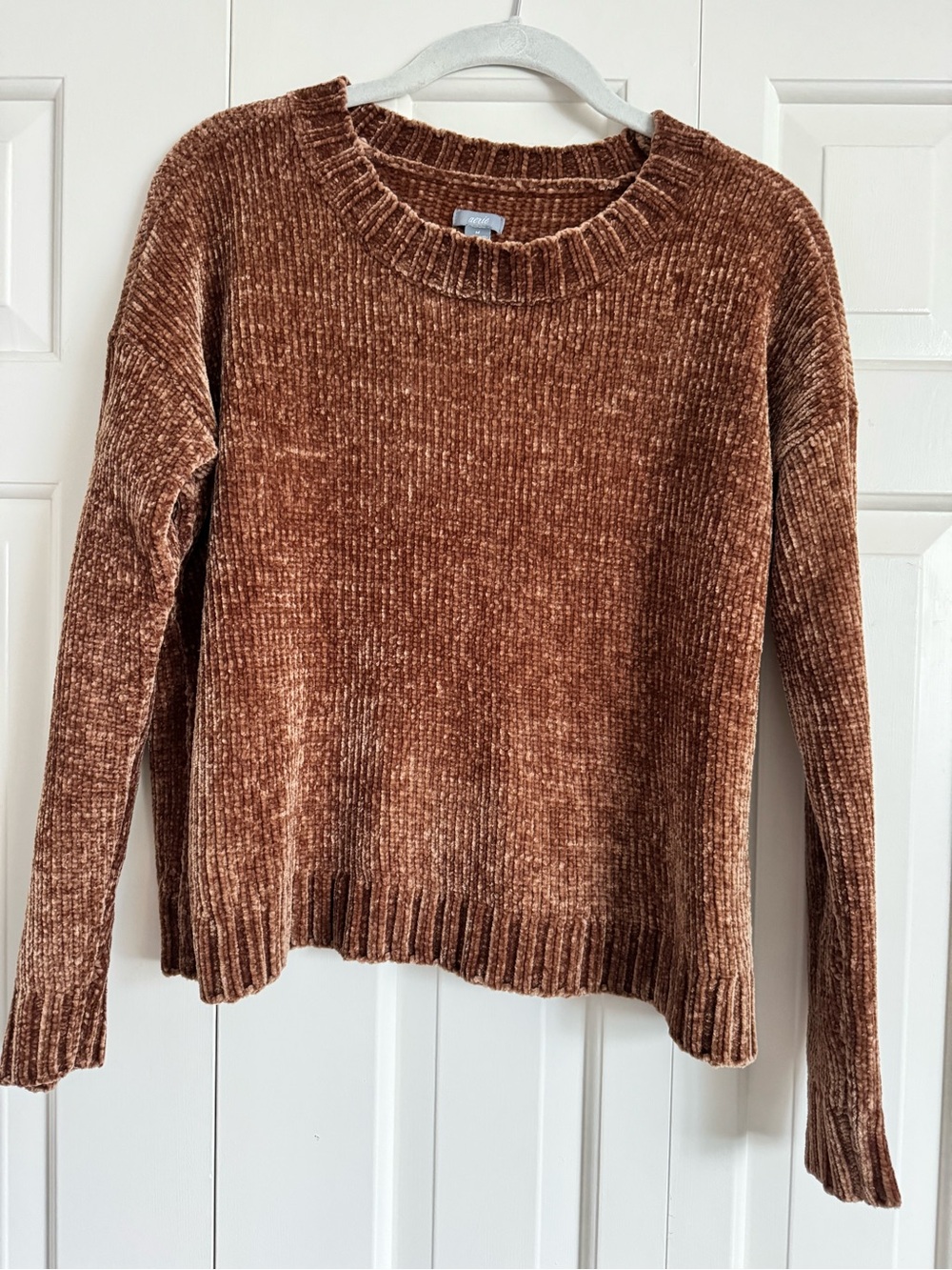aerie Brown Chenille Crewneck Sweater